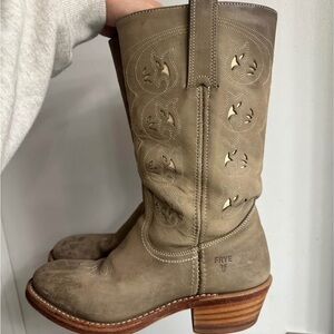 Frye Women's Taupe Leather Heeled Boots